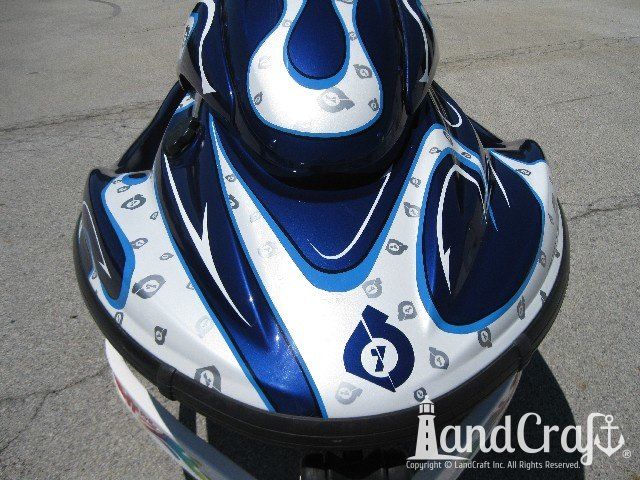 Yamaha waverunner with completed repairs and custom paint with graphics to match race helmet