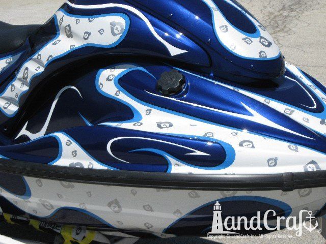 Yamaha waverunner with completed repairs and custom paint with graphics to match race helmet