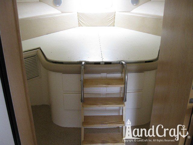 1998 Carver Santego with custom master stateroom bed platform and custom railing