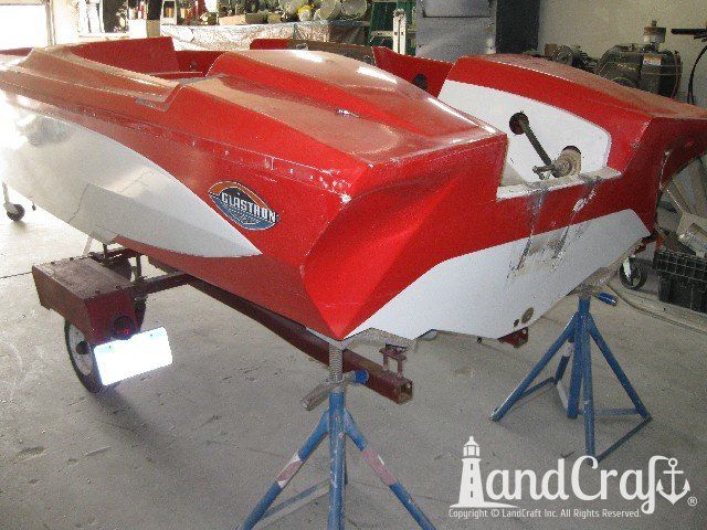 1960's era Glastron boat before complete restoration