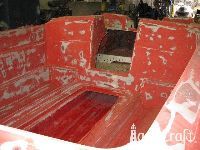 Glastron boat interior removed and ready for restoration work