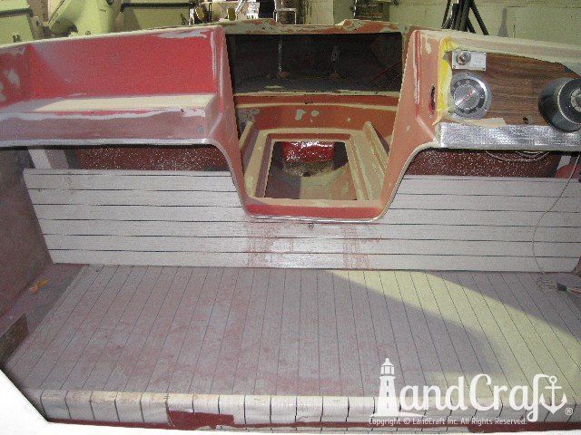 1960's era Glastron boat interior before complete restoration