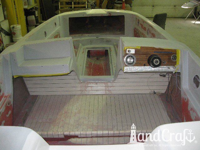 Glastron boat interior before restoration