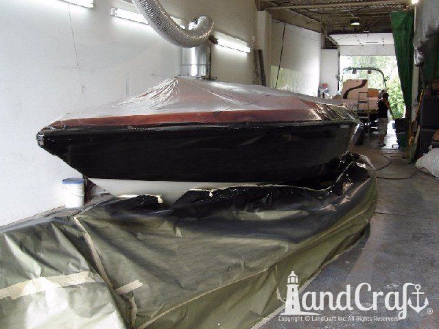 Malibu Echelon in black exterior refinishing stage