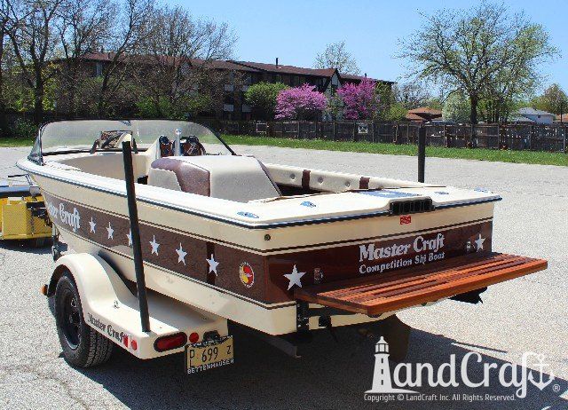 Mastercraft Stars & Stripes boat with new teak swim platform installed