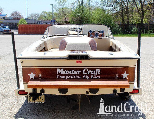Mastercraft Stars & Stripes boat with new teak swim platform installed