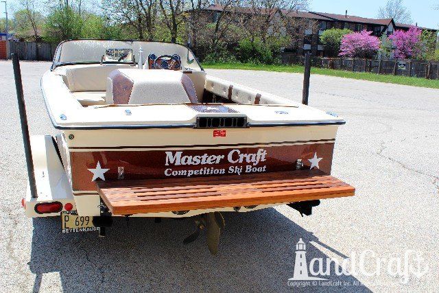 Mastercraft Stars & Stripes boat with new teak swim platform installed