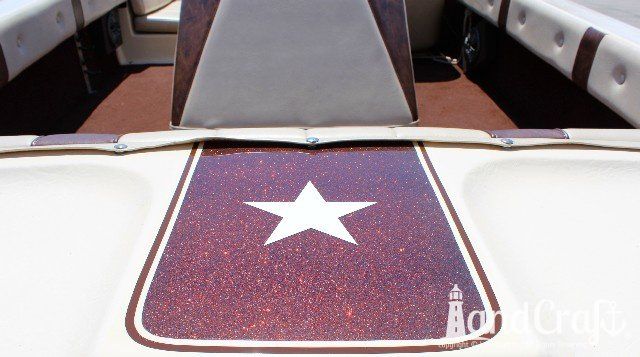 Mastercraft Stars & Stripes boat after exterior restoration with glossy metalflake and new decals applied