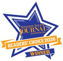 Winston-Salem Journal Readersโ Choice 2026 winner badge in blue and orange star design