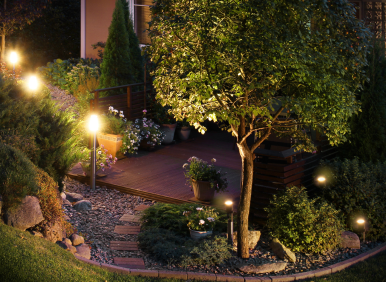 outdoor landscape lighting in mission viejo yard