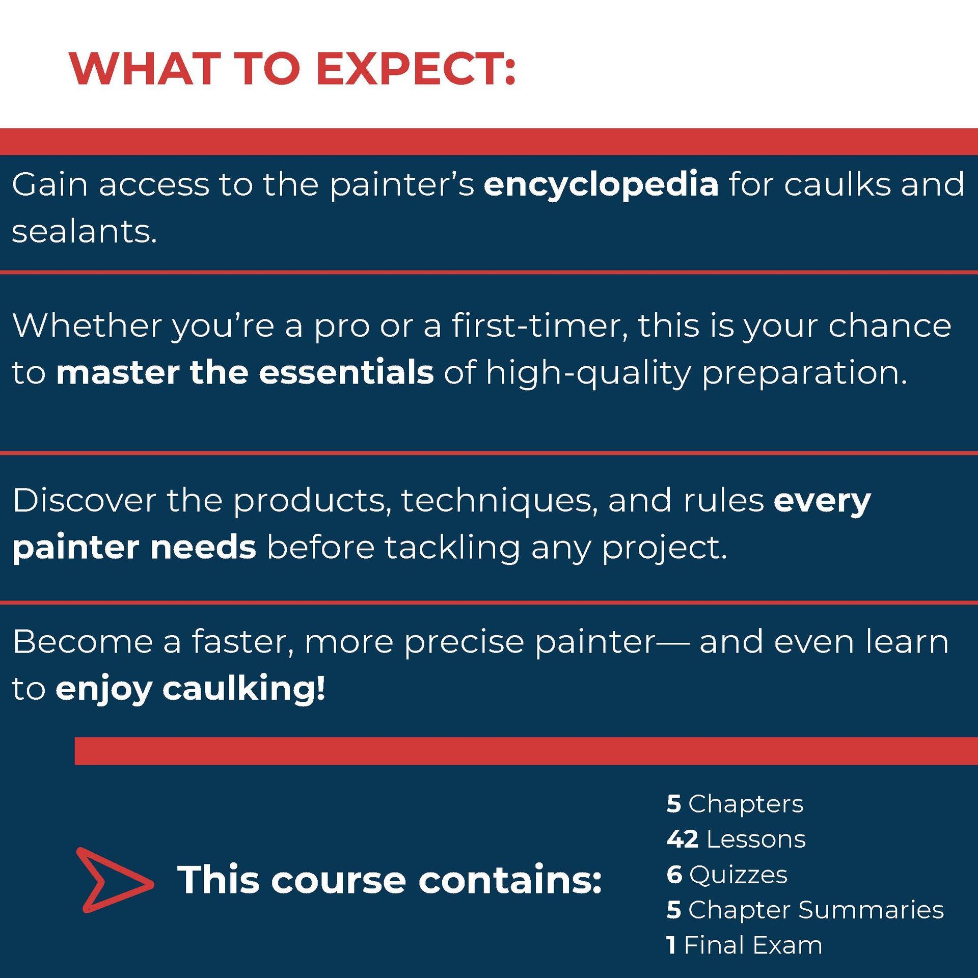 Paint Life Online Caulking course description thumbnails.