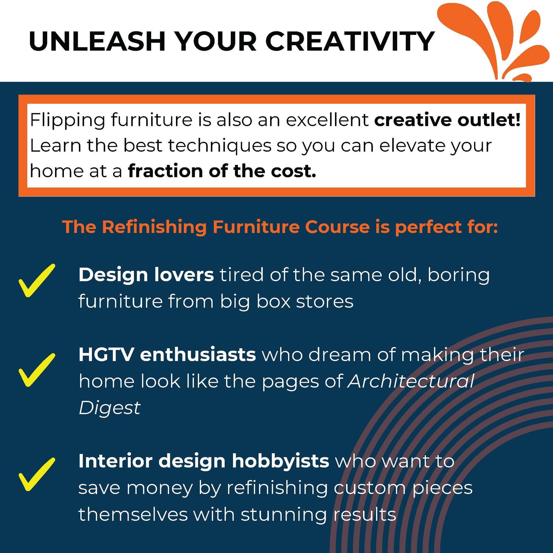 Paint Life Online Furniture Flipping course description thumbnails.