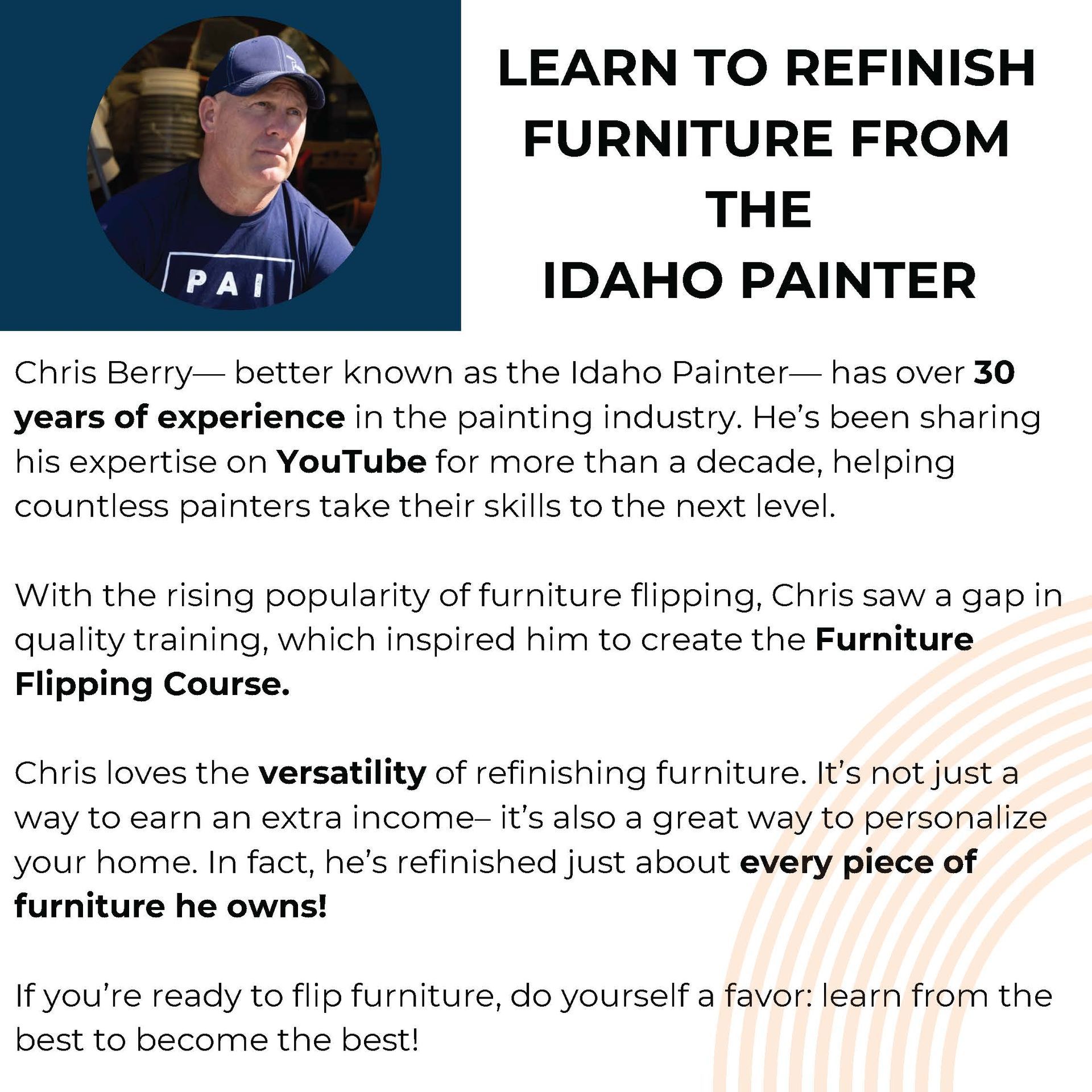 Paint Life Online Furniture Flipping course description thumbnails.