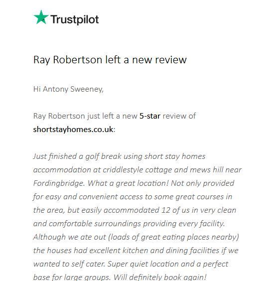 Criddlestyle Cottage and Mews Hill are perfect locations for a golf break according to this 5 star review.
