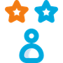 Two colored stars above a blue user icon representing ratings or profile access