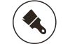 Paint brush icon within a white circle.