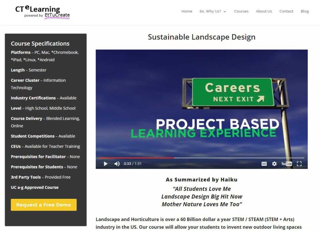 UC a-g approved course CTE STEM Sustainable Landscape Design