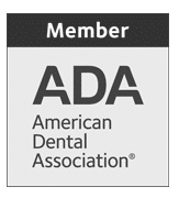 A black and white logo for the american dental association.