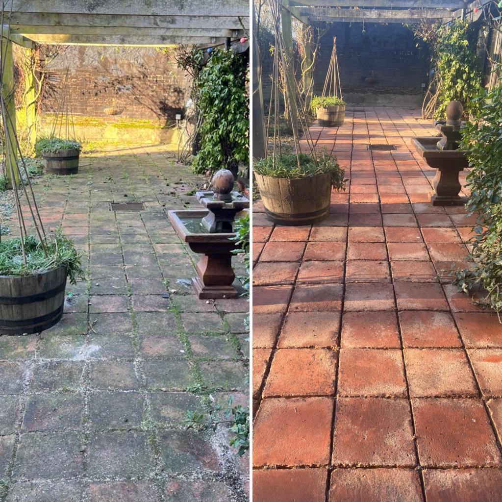 patio cleaning before and after picture near Norwich