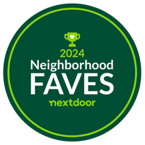 Green circular badge with 