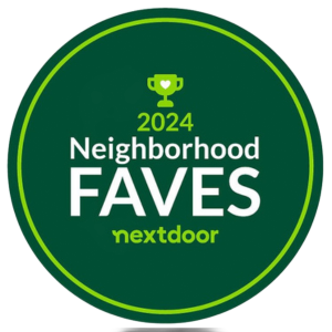 Green circular badge with 