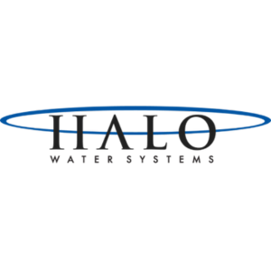 Logo of Halo Water Systems with text under a blue oval.