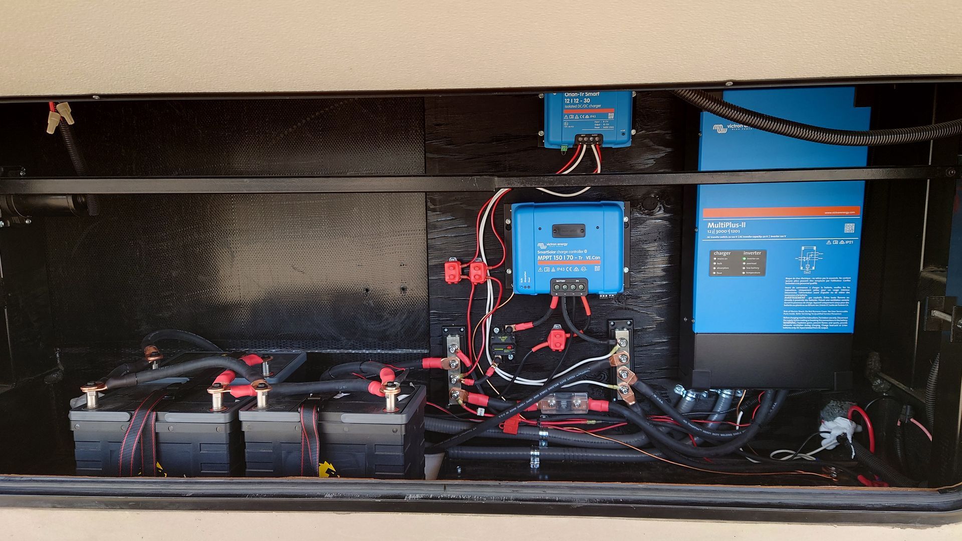 Skyline RV LLC - The inside of a box with a lot of wires connected to it