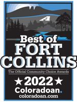 A logo for the best of fort collins community choice awards.