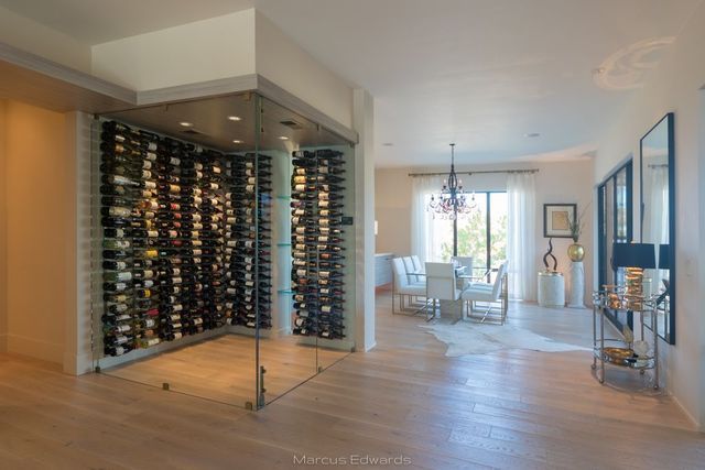 There is a wine cellar in the middle of the room.