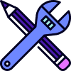 A wrench and pencil crossed over each other.