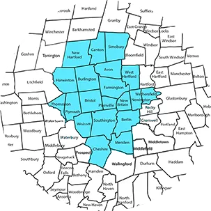 A map of new hampshire with a blue area in the middle