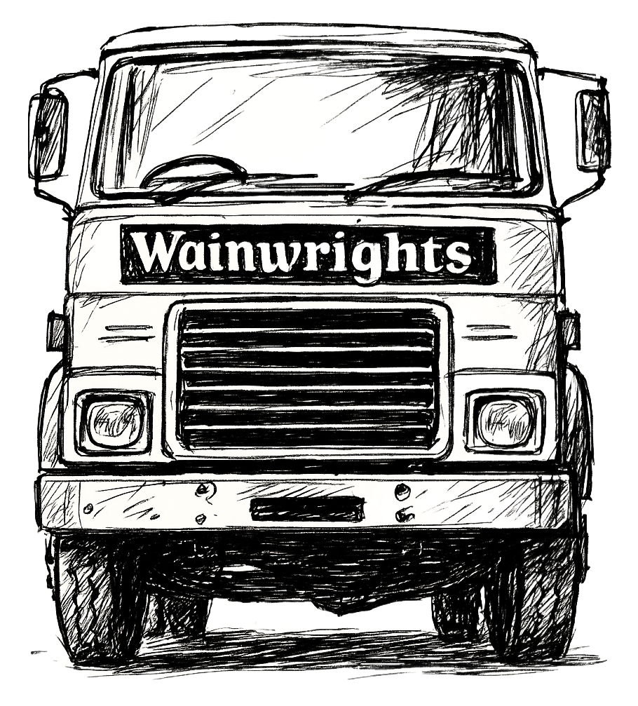 Sketch of a Wainwrights truck, viewed from the front.