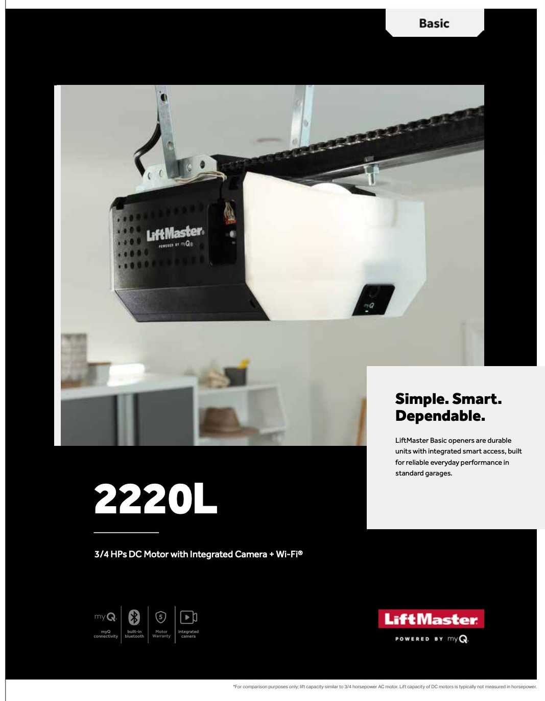 LiftMaster 2220L garage door opener brochure information by Garage Tech serving Redmond, WA