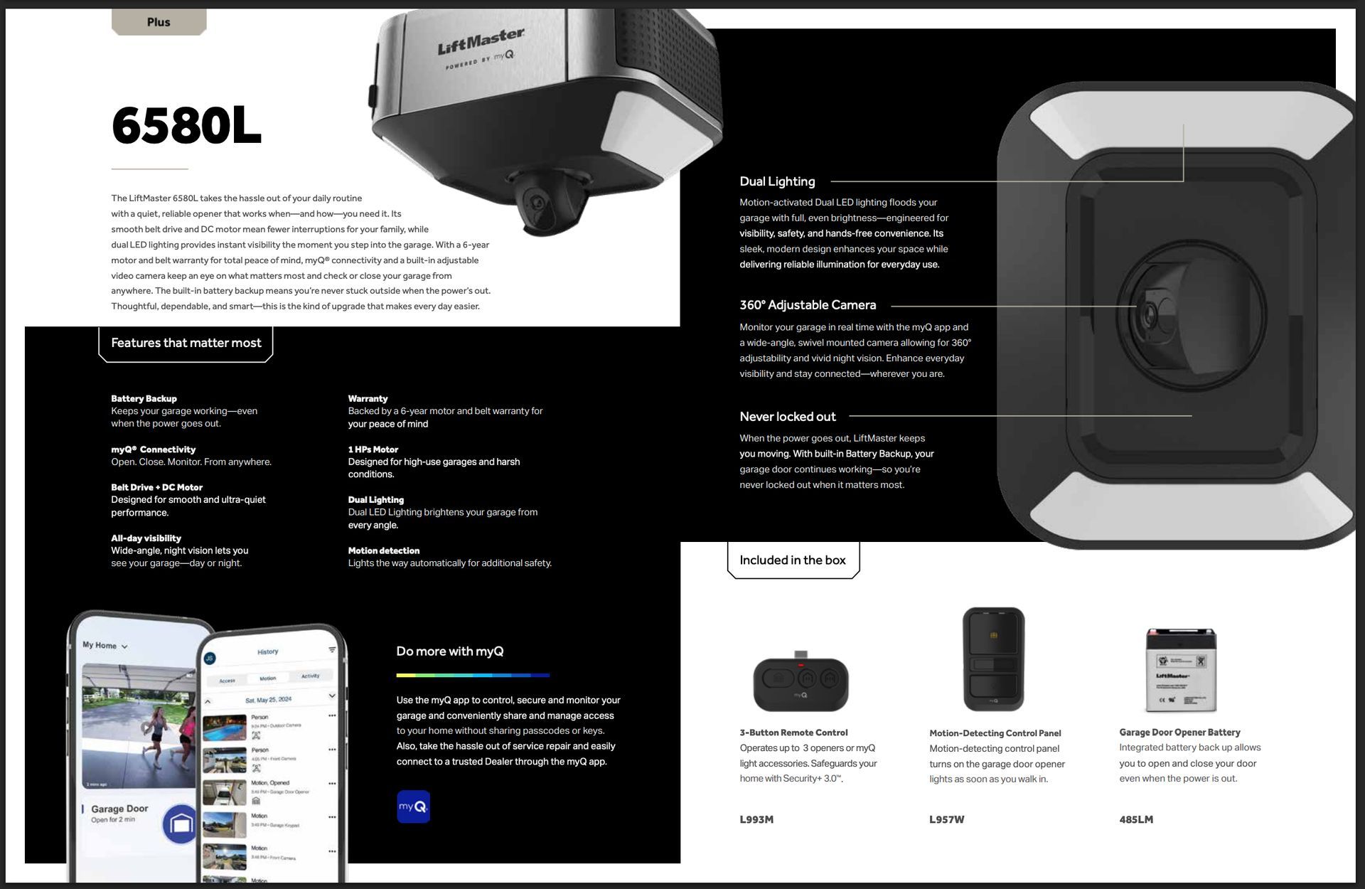 LiftMaster 6580L residential garage door opener brochure by Garage Tech serving Kirkland, WA