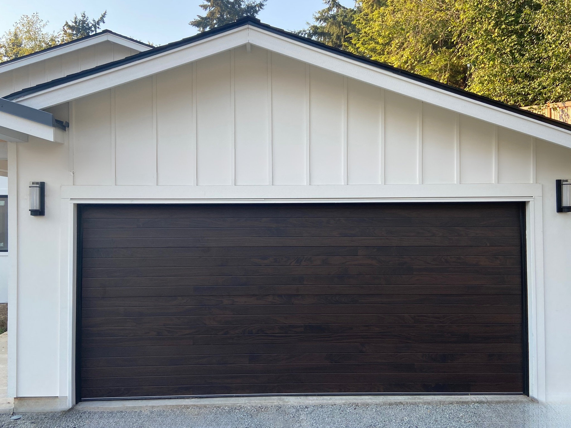 Traditional steel garage doors with clean panel lines by Garage Tech serving Shoreline, WA