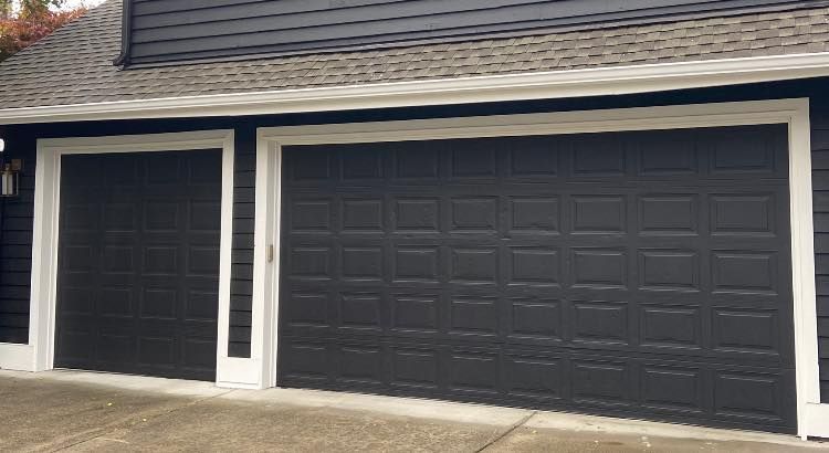 Newly installed steel garage doors in Bothell, WA by Garage Tech