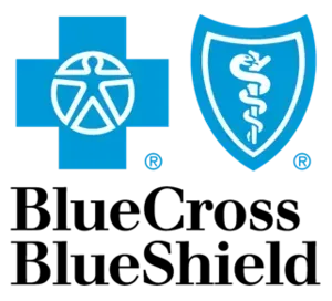 A blue cross and blue shield logo on a white background
