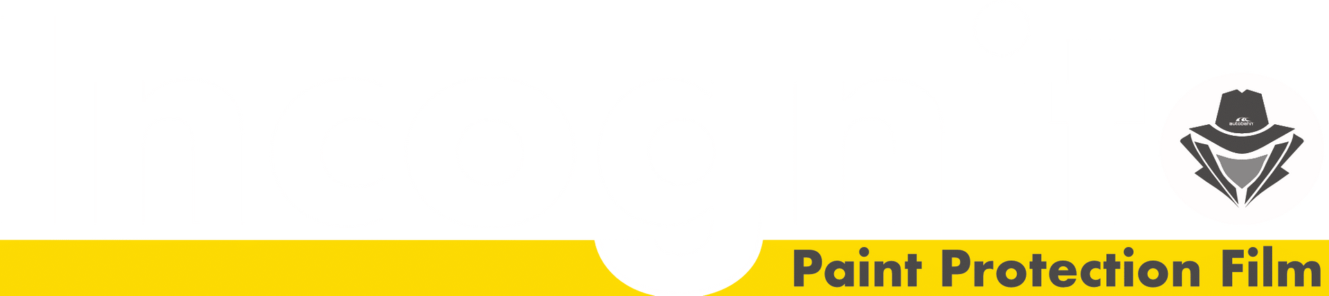 A yellow and white banner with the words paint protection film on it.