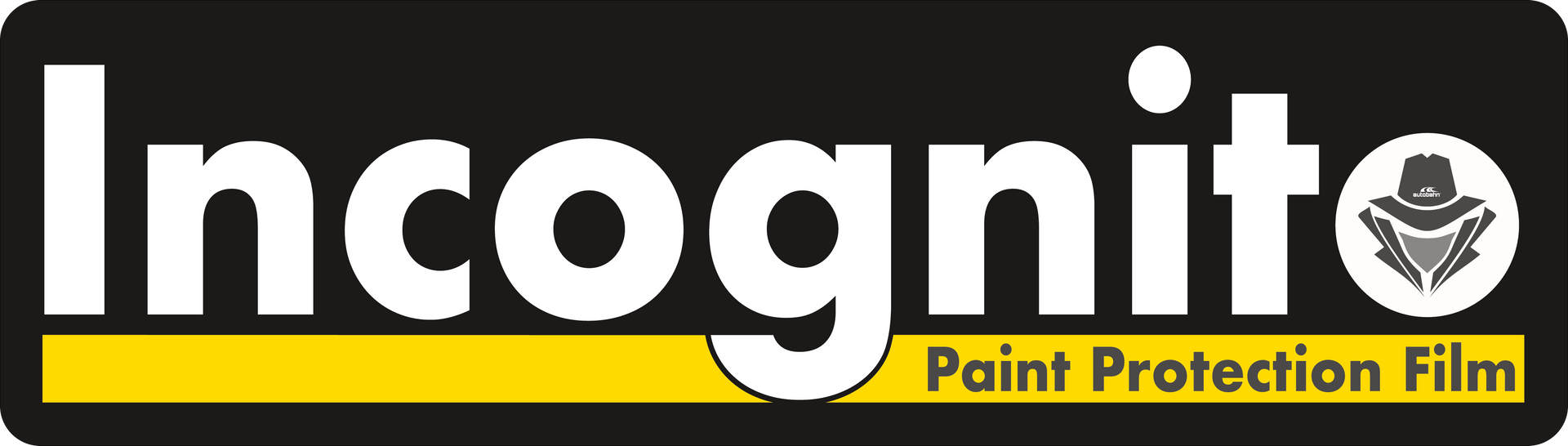 A black and yellow logo for incognito paint protection film