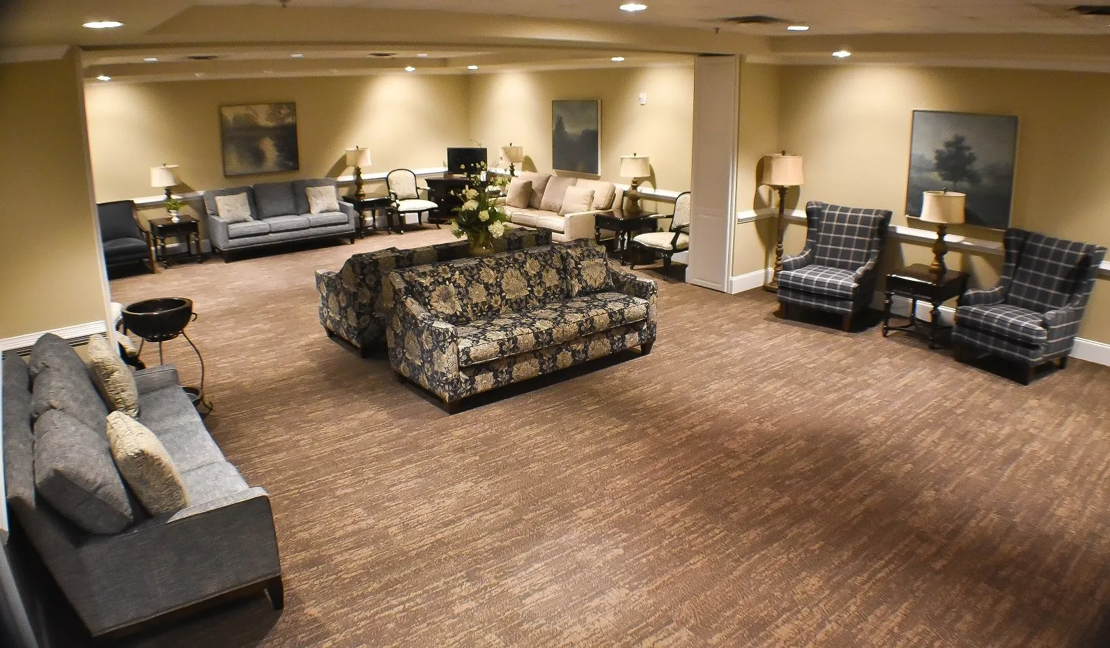 A living room filled with furniture and a couch.