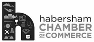 A black and white logo for the habersham chamber of commerce.