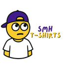 A cartoon of a man wearing a purple hat and a white shirt.