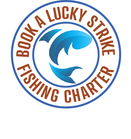 A logo for a lucky strike fishing charter