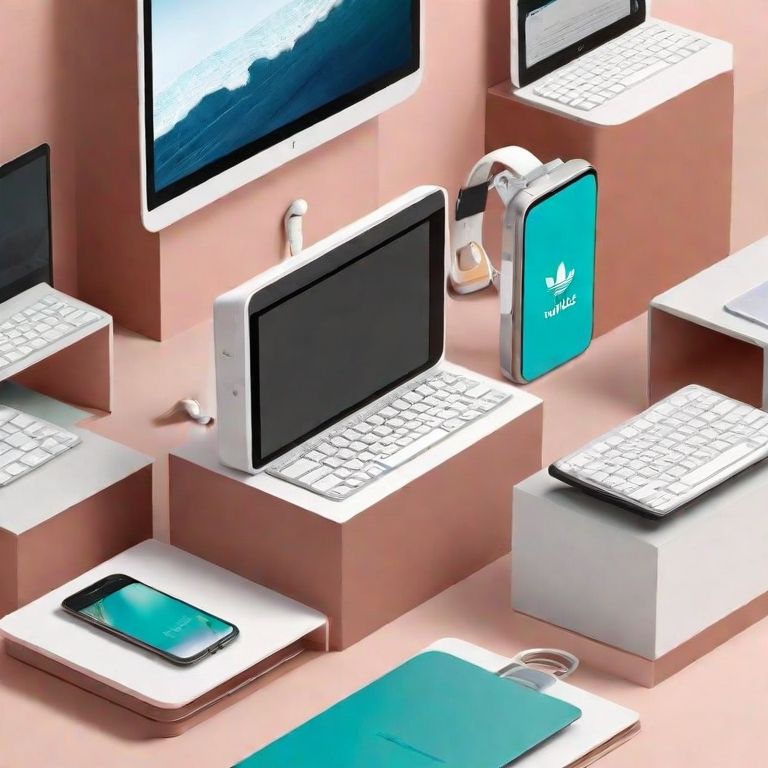 一堆電子設備，包括手機和筆記型電腦