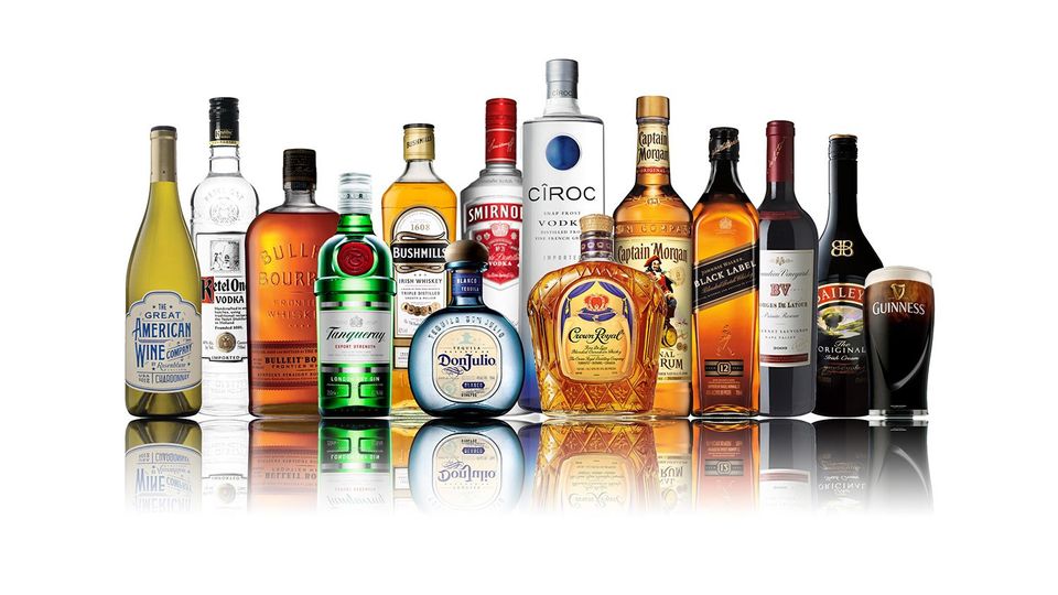 Display of all the liquor brand under the name of Diageo.