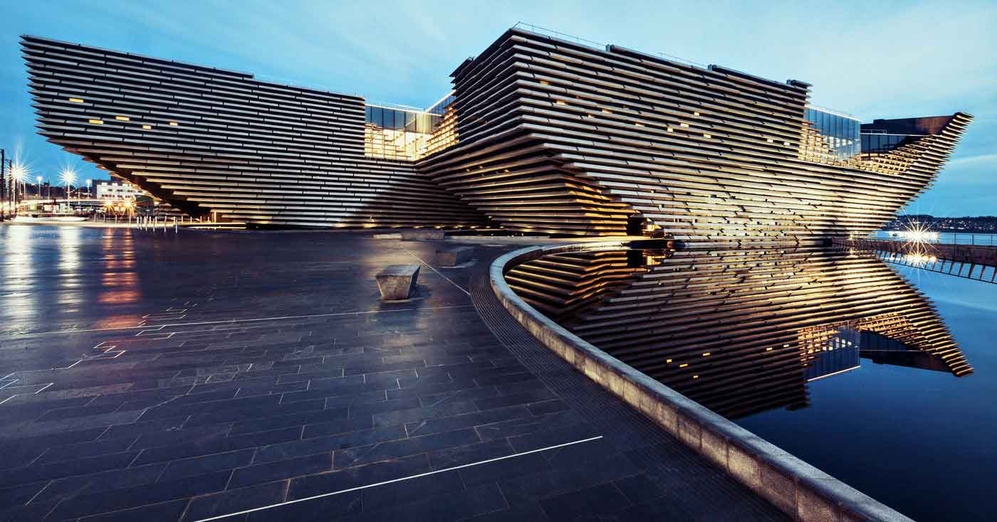 An image of the newly built V & A museum in Dundee