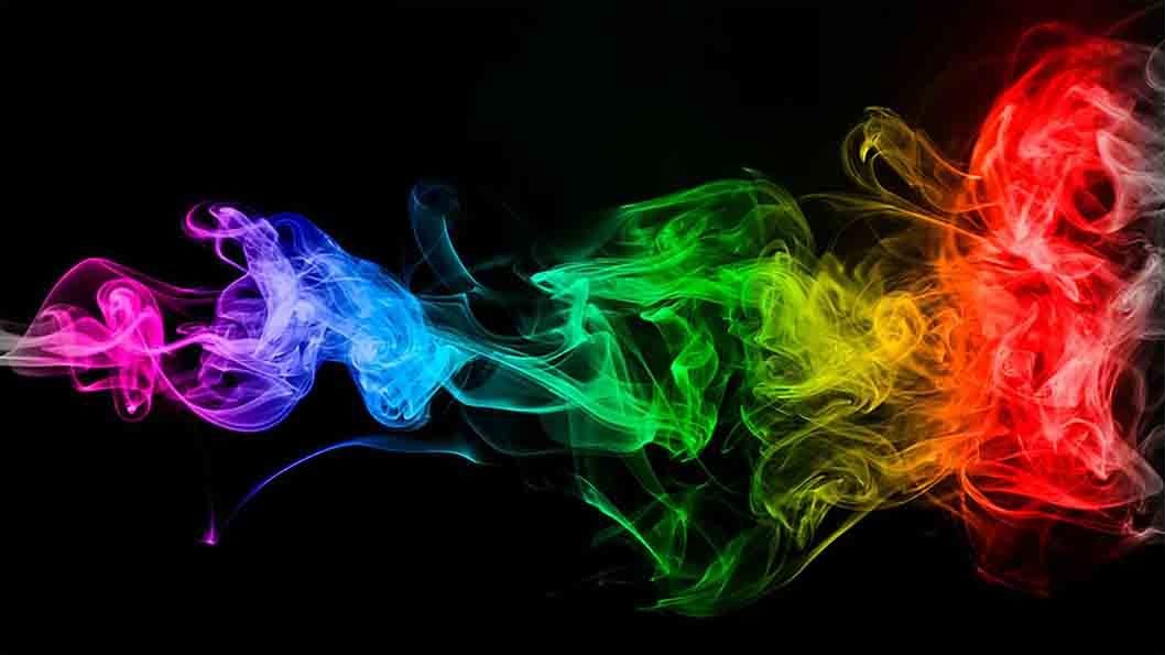 A picture of smoke that is in the different colors