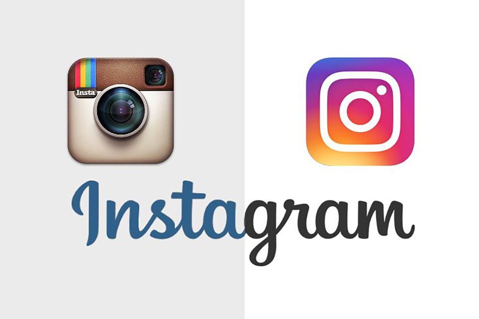 A picture comparing the old instagram logo compared to the new instagram logo