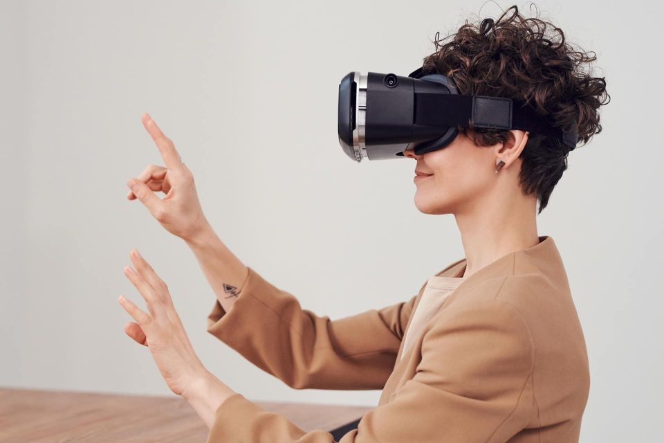 Woman wearing VR headset