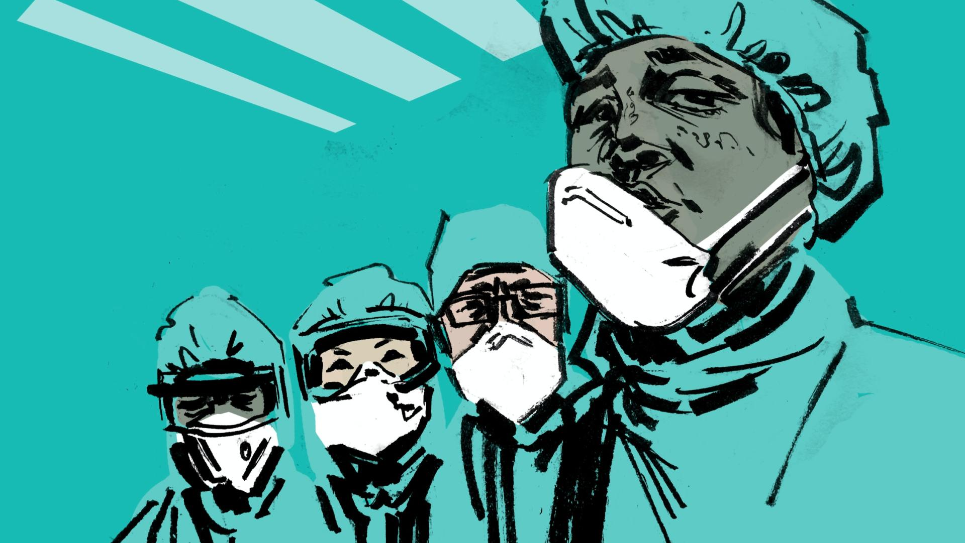 UN Graphic Design Image of Doctors in PPE by Kevin Kobsic